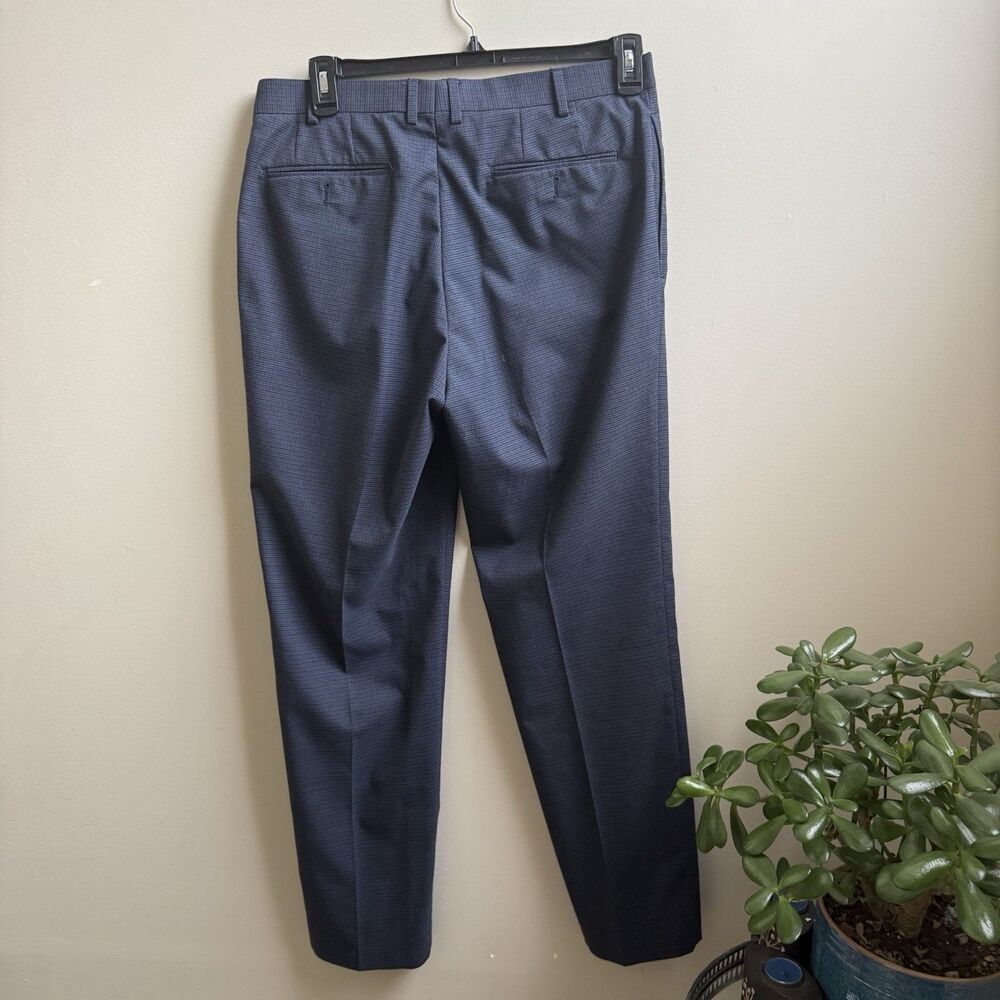 Men’s 35X32 Lauren Ralph Lauren Pants Navy Blue Plaid Flat Front - Picture 2 of 4